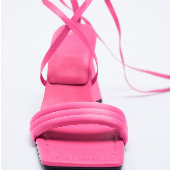 Zara Shoes - NWOT Zara Geometric Heeled Satin Sandals Size EU 38